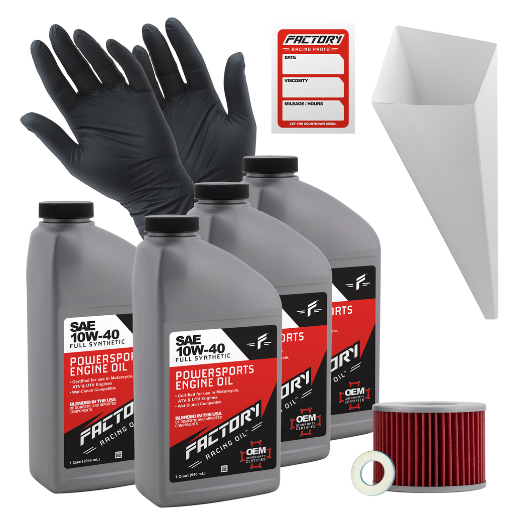 10W-40 Full Synthetic 4 Quart Oil Change Kit For Kawasaki ZL600 Eliminator, ZX600 ZX900 ZX1000 Ninja, ZXR1200
