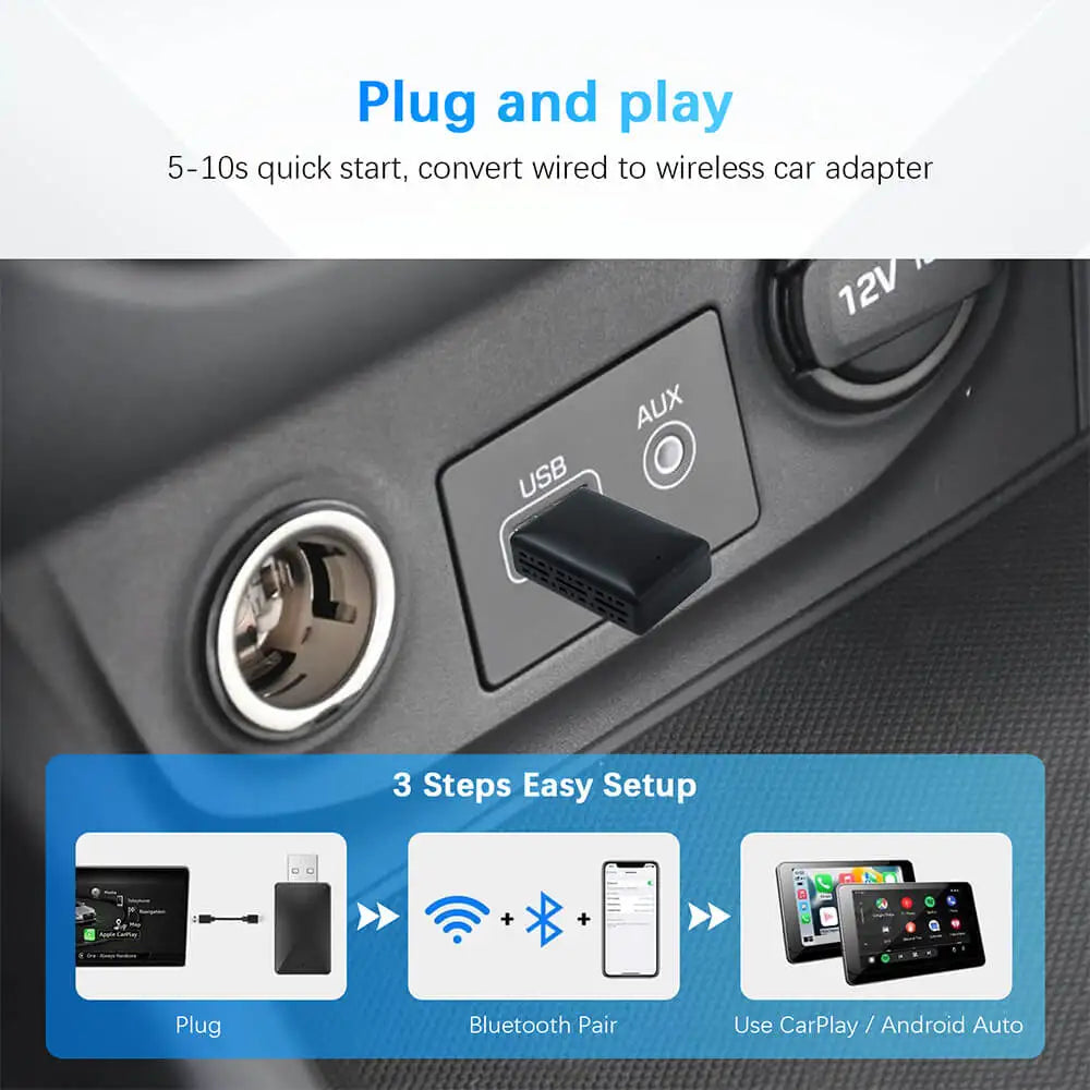 NEW Wireless CarPlay Android Auto Wireless Adapter Smart Mini Box Plug