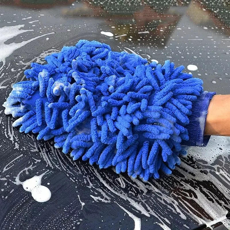 1/2PCS Chenille Plush Gloves for Car Cleaning Thickened Doublesided