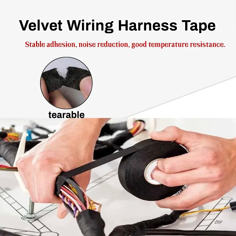 1pc Heat-resistant Adhesive Cloth Fabric Tape For Car Auto Cable