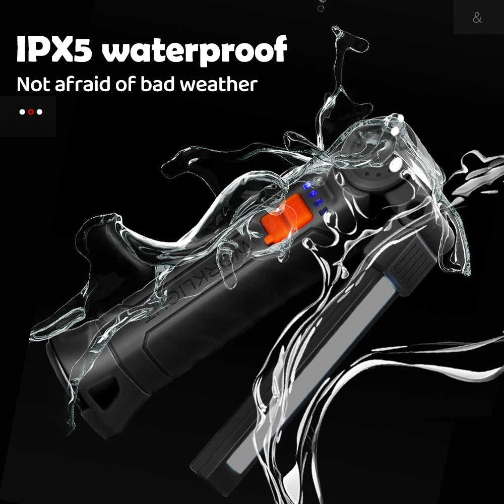 Rechargeable Work Lights LED Folding Flashlight with Magnetic Base COB