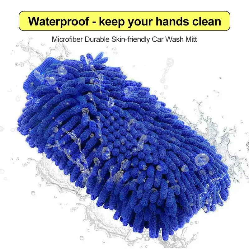 1/2PCS Chenille Plush Gloves for Car Cleaning Thickened Doublesided
