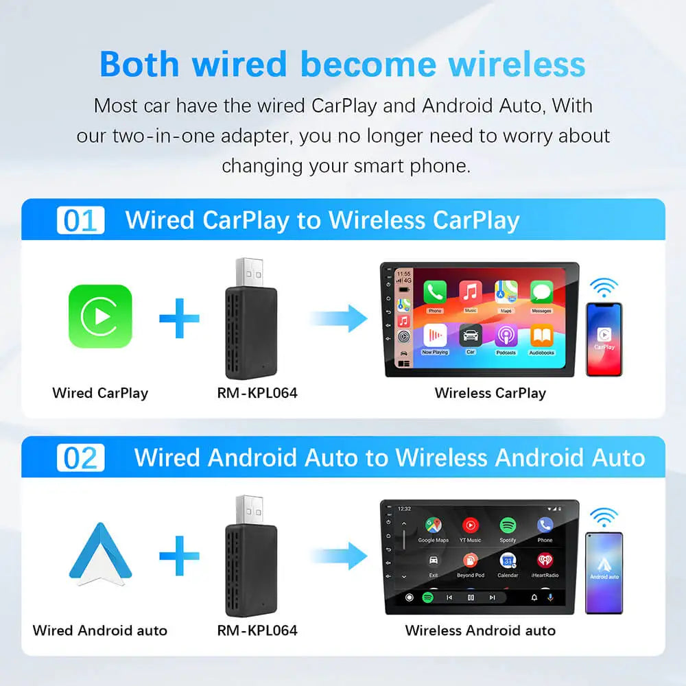 NEW Wireless CarPlay Android Auto Wireless Adapter Smart Mini Box Plug
