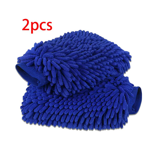 1/2PCS Chenille Plush Gloves for Car Cleaning Thickened Doublesided