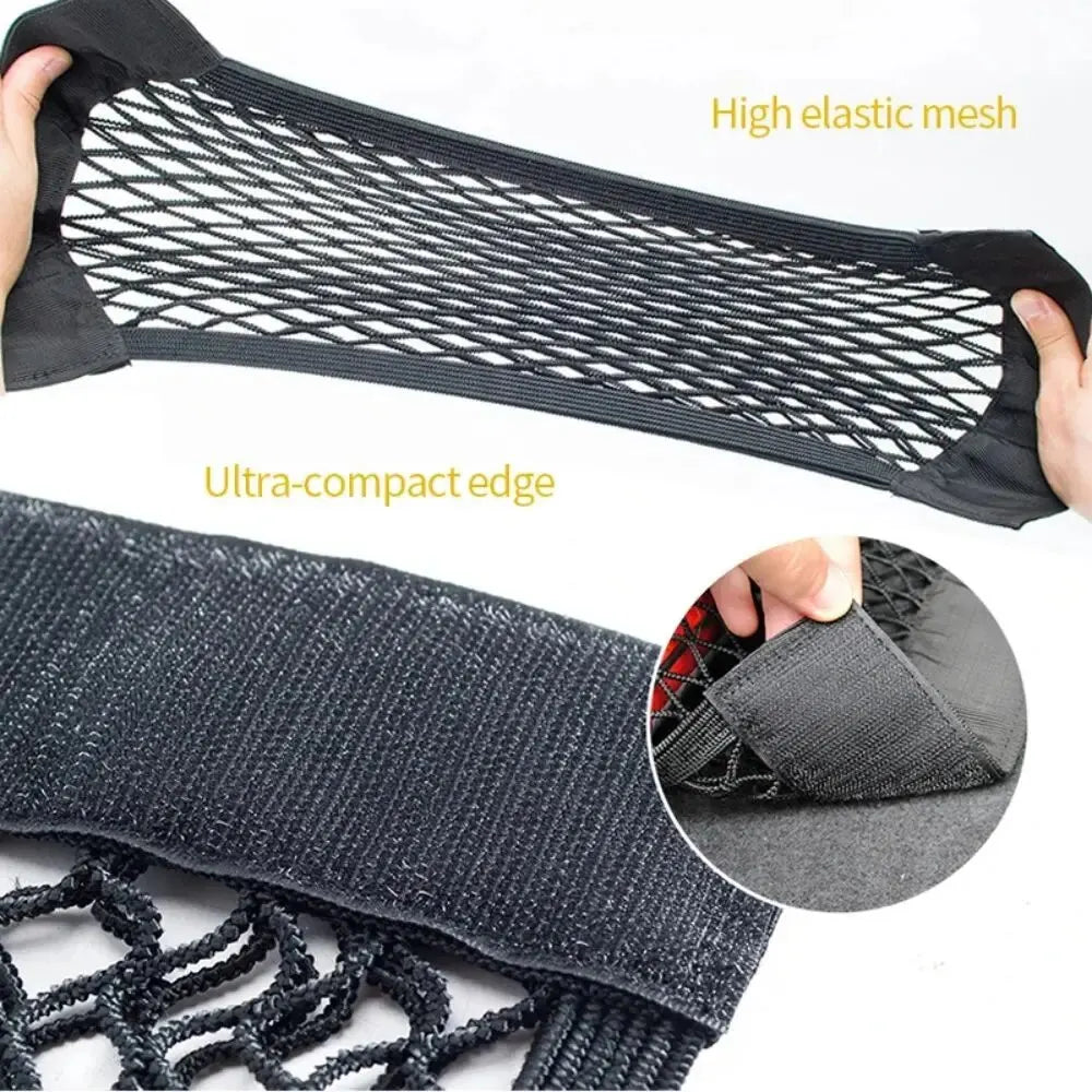 Car Back Rear Mesh Trunk Seat Elastic String Net Magic Sticker