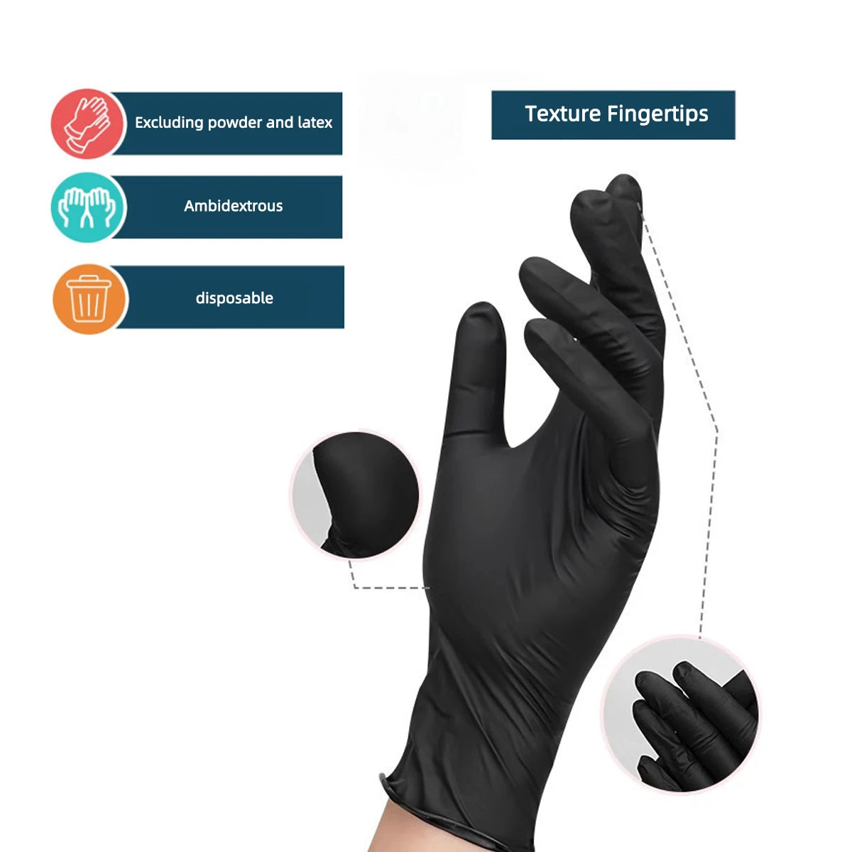 10/20/50/100PCS Bagged Disposable Gloves Black Disposable Gloves