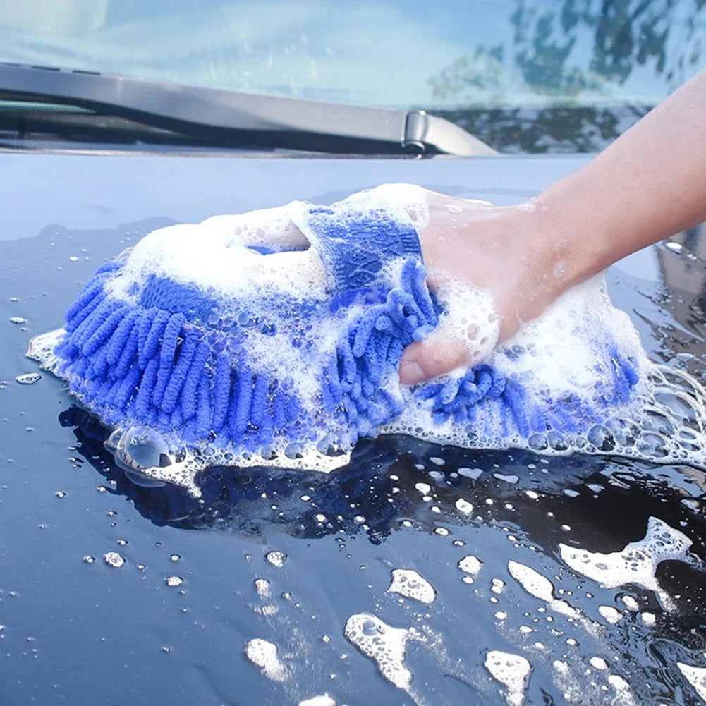 1 Pc Blue Microfiber Chenille Car Wash Sponge Care Washing Brush Pad