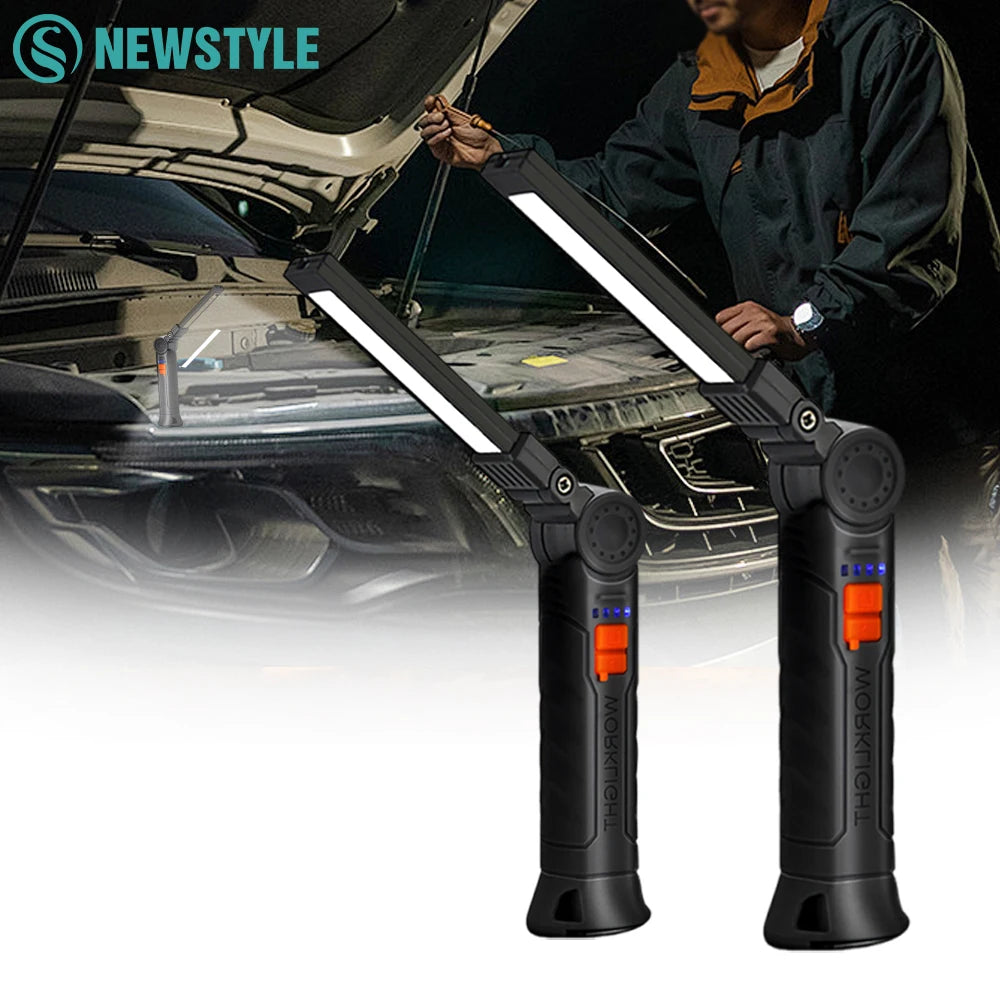 Rechargeable Work Lights LED Folding Flashlight with Magnetic Base COB