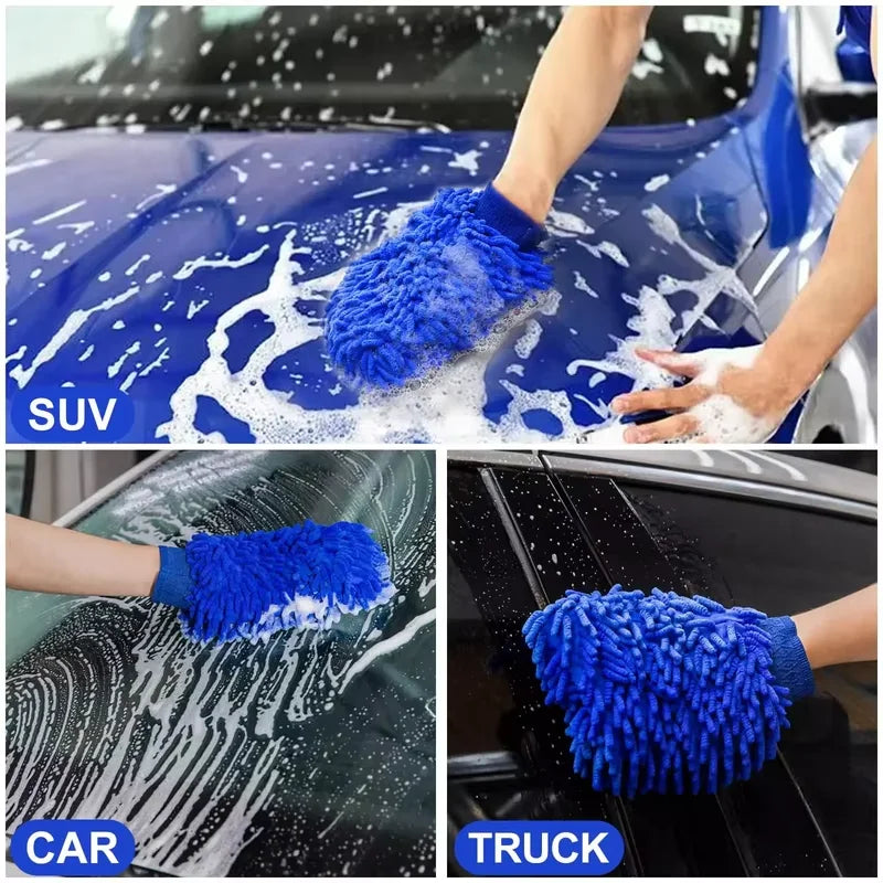 1/2PCS Chenille Plush Gloves for Car Cleaning Thickened Doublesided