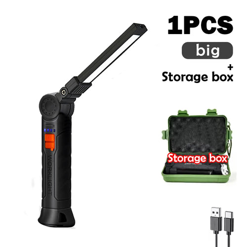 Rechargeable Work Lights LED Folding Flashlight with Magnetic Base COB