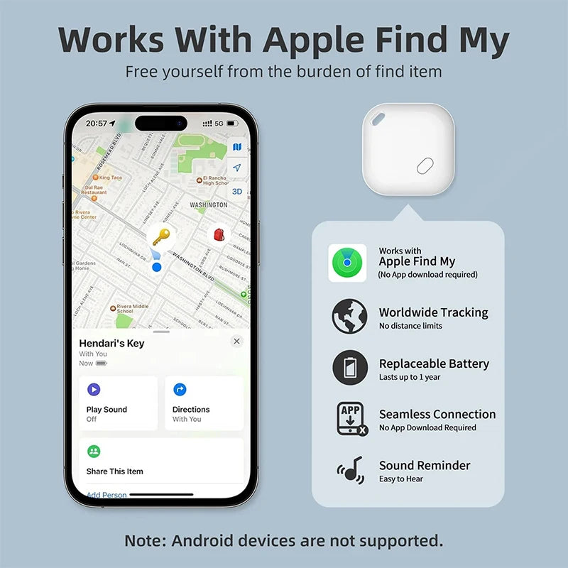 Smart Bluetooth GPS Tracker Work with Apple Find My APP ITag Anti Lost