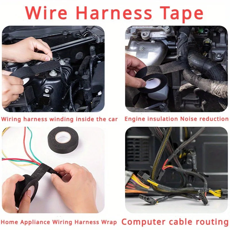 1pc Heat-resistant Adhesive Cloth Fabric Tape For Car Auto Cable