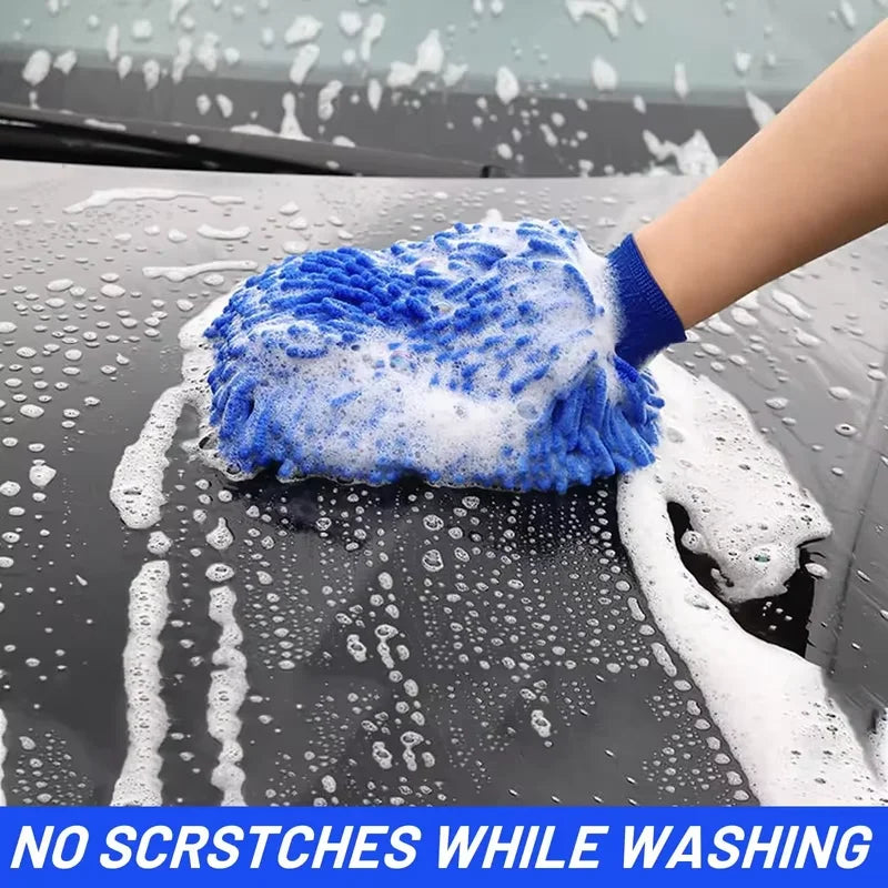 1/2PCS Chenille Plush Gloves for Car Cleaning Thickened Doublesided