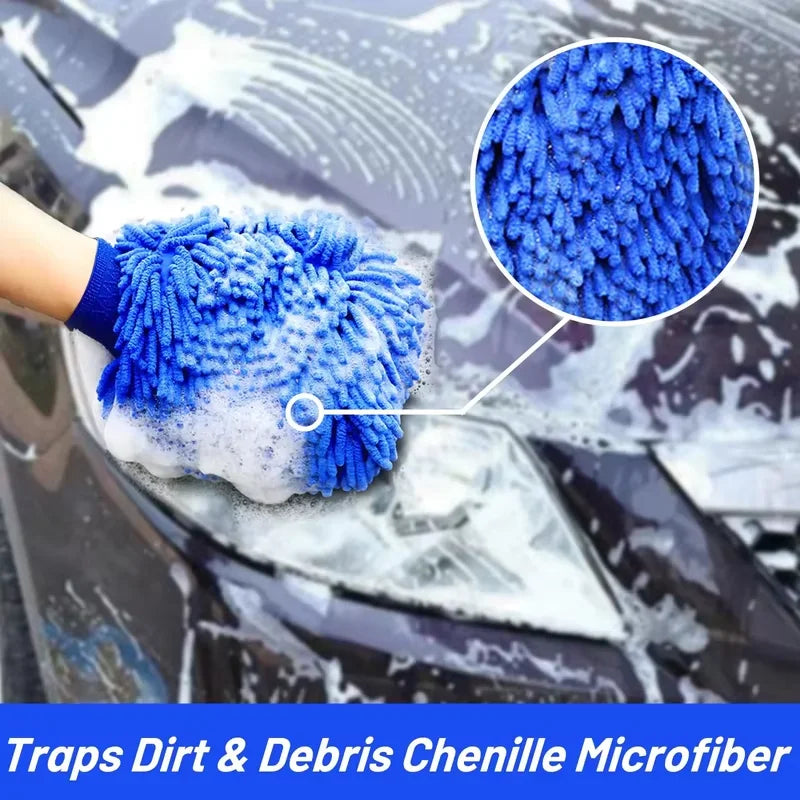 1/2PCS Chenille Plush Gloves for Car Cleaning Thickened Doublesided