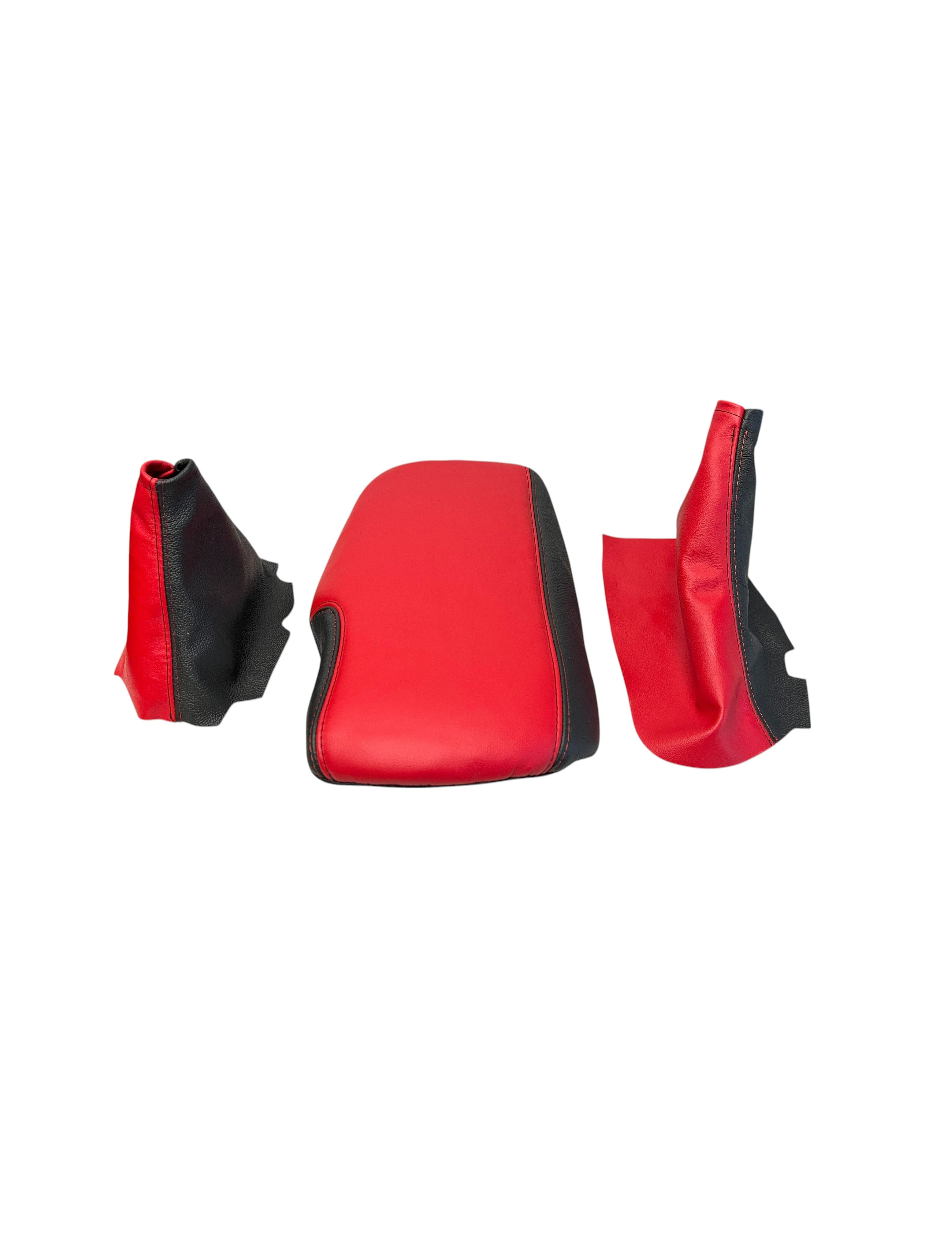 For 2005-2013 Chevy Corvette C6 Z06 Torch Red & Black Leather Console Shift Handbrake Boot Cover